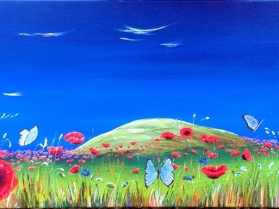 Poppies-butterfies